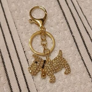 Gold Dog Charm Keychain